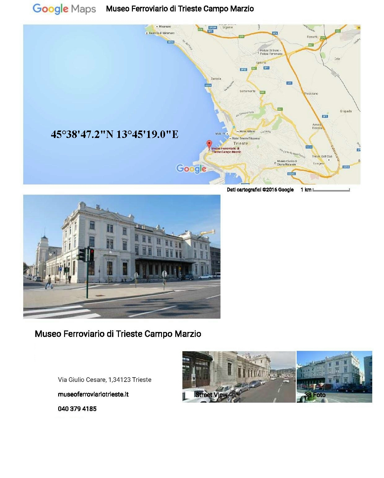 Museo Ferroviario di Trieste Campo Marzio Google Maps page 001